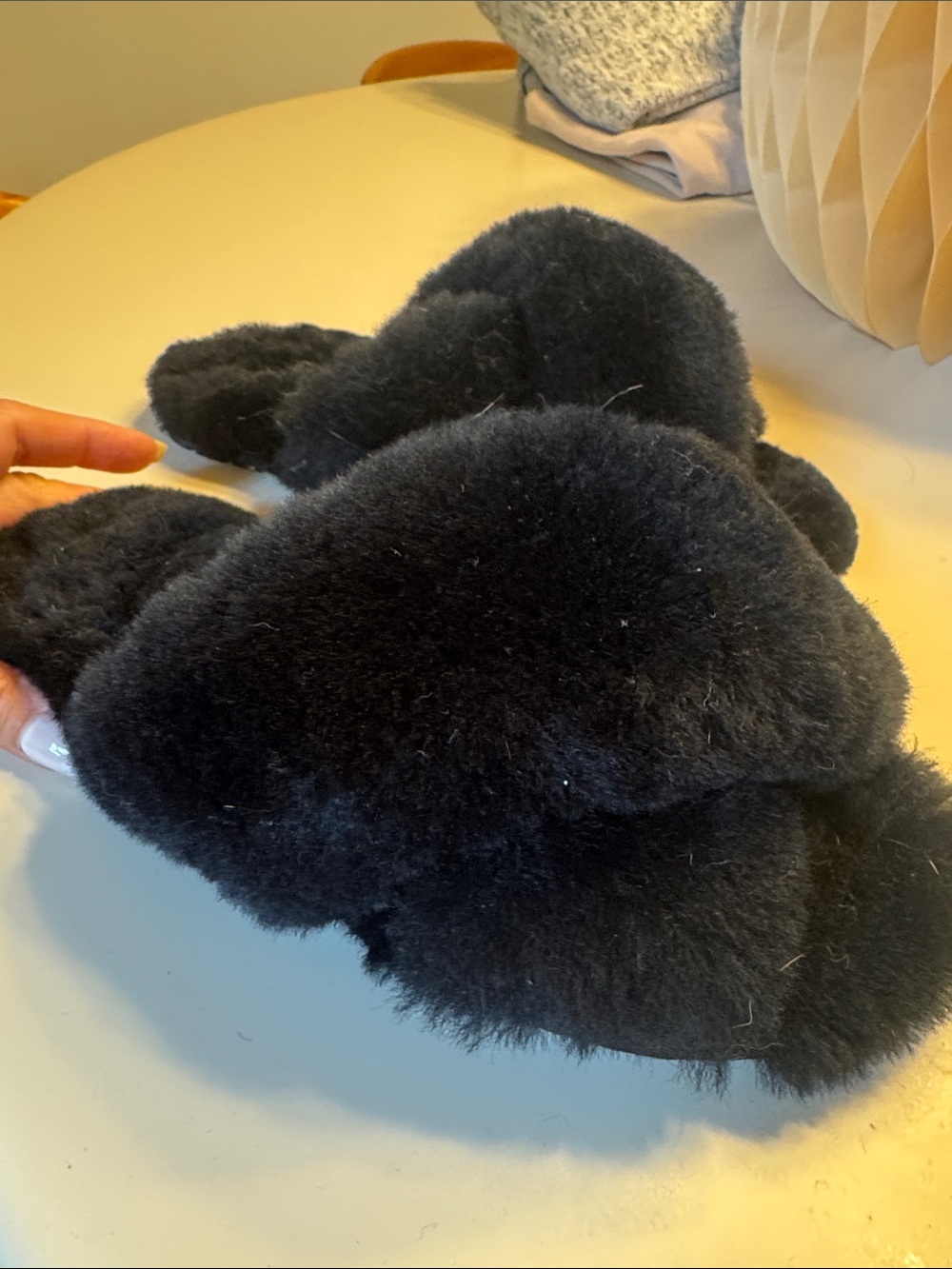 Emu Black Plush Sheepskin Slide Slippers